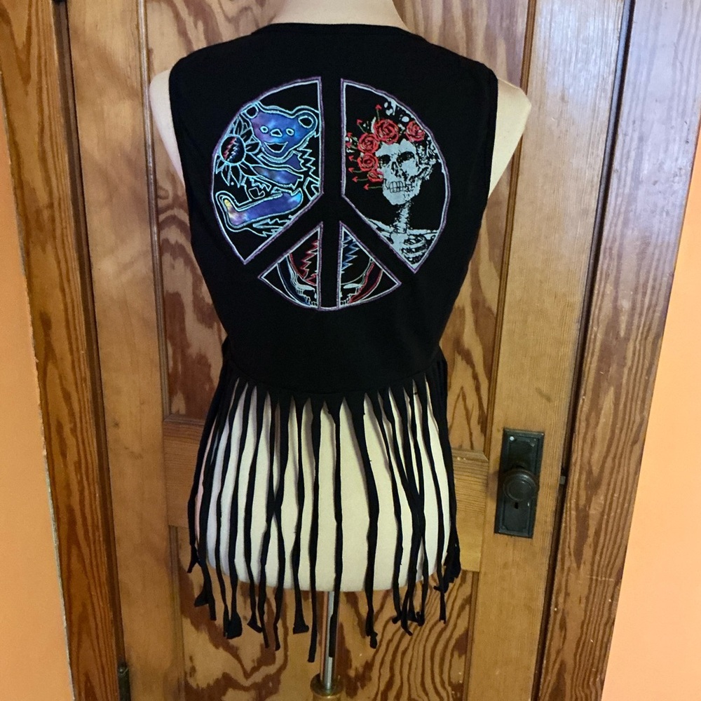 Grateful Dead The Wheel Fringed Vest - Picture 3 of 10